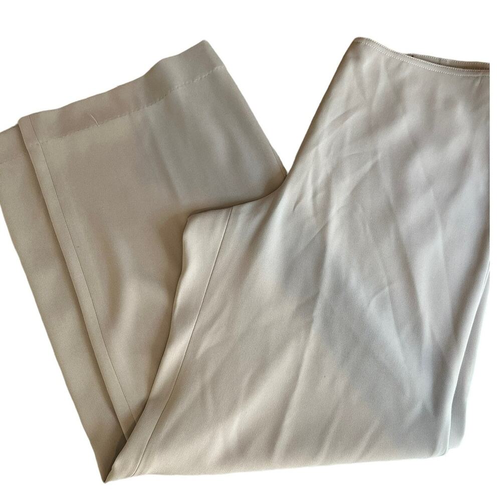 Vintage 90s Ellen Tracy Crepe Wide Leg Pants Beige